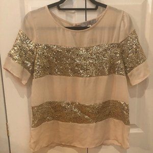 Blush sheer sequin top